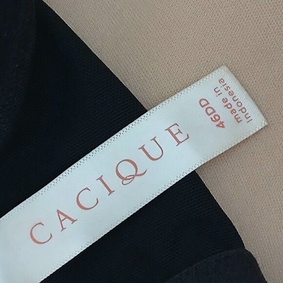 WOMENS LANE BRYANT CACIQUE  NUDE BLACK OVERLAY MESH BACK STRAP BRA 46DD - Picture 9 of 10